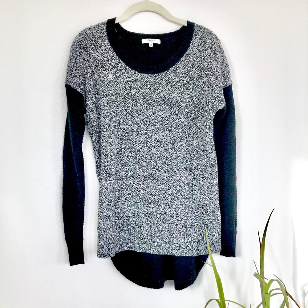 Madewell Heather Gray/Black Crew Neck Sweater - Picture 2 of 5